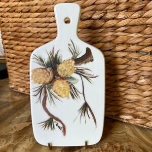 Pinecone hand painted ceramic wall hanging